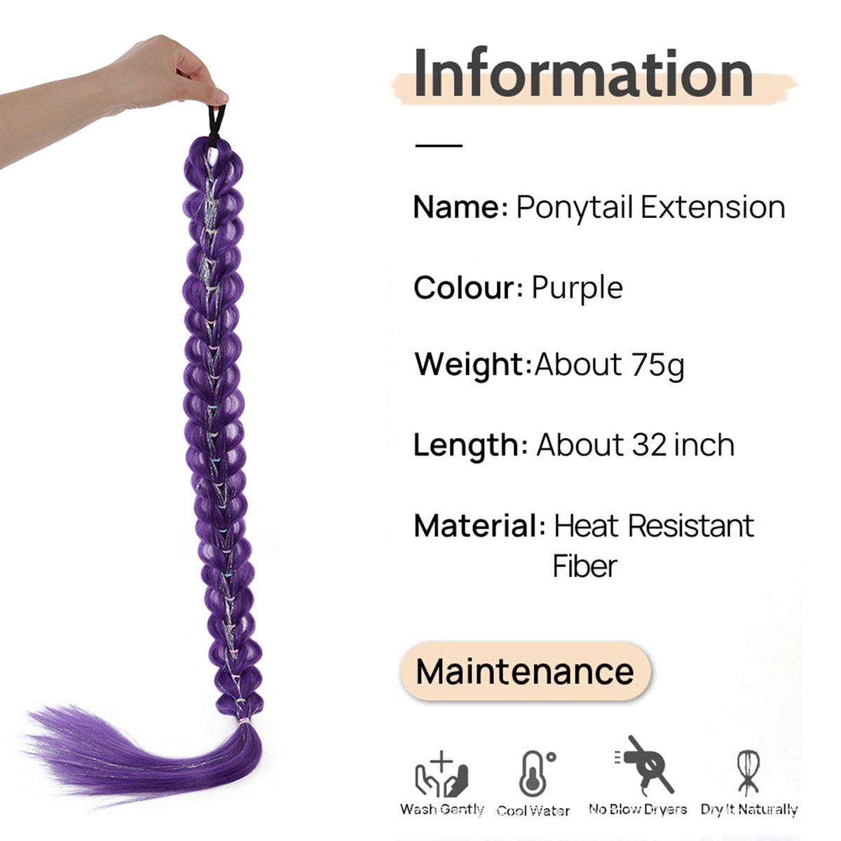 Cross-border Foreign Trade European And American Wigs, Witch Hunt Team, Rumi Ponytail, Colorful Elastic Rope Braided Ponytail Wig photo 7