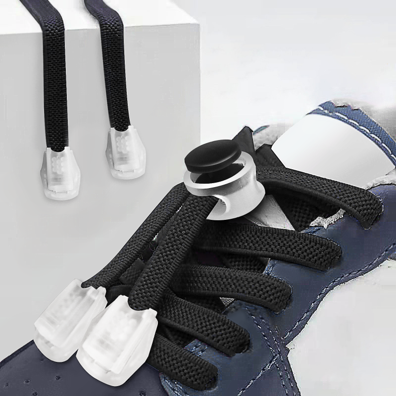 1 Set Of Plastic Shoe Buckles, Comfortable And Fast, Suitable For Children With Lockable Sports Shoes, Sports Shoelaces, Braided Elastic Shoelaces Black Laces photo 5