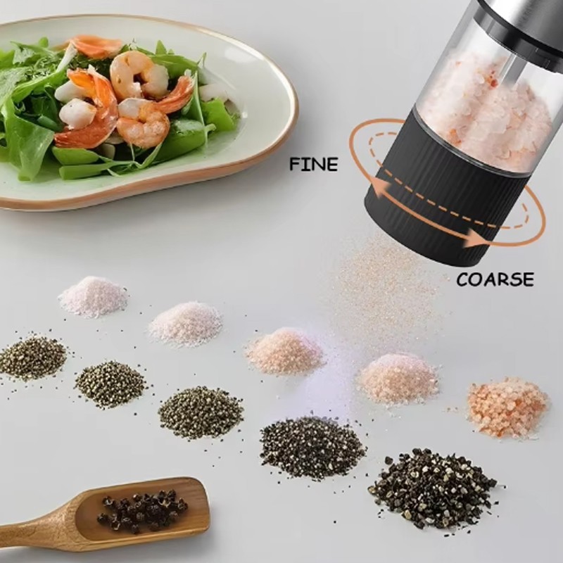 2PCS Electric Salt And Pepper Grinder Auto Mill Shaker Adjustable Coarseness V photo 8