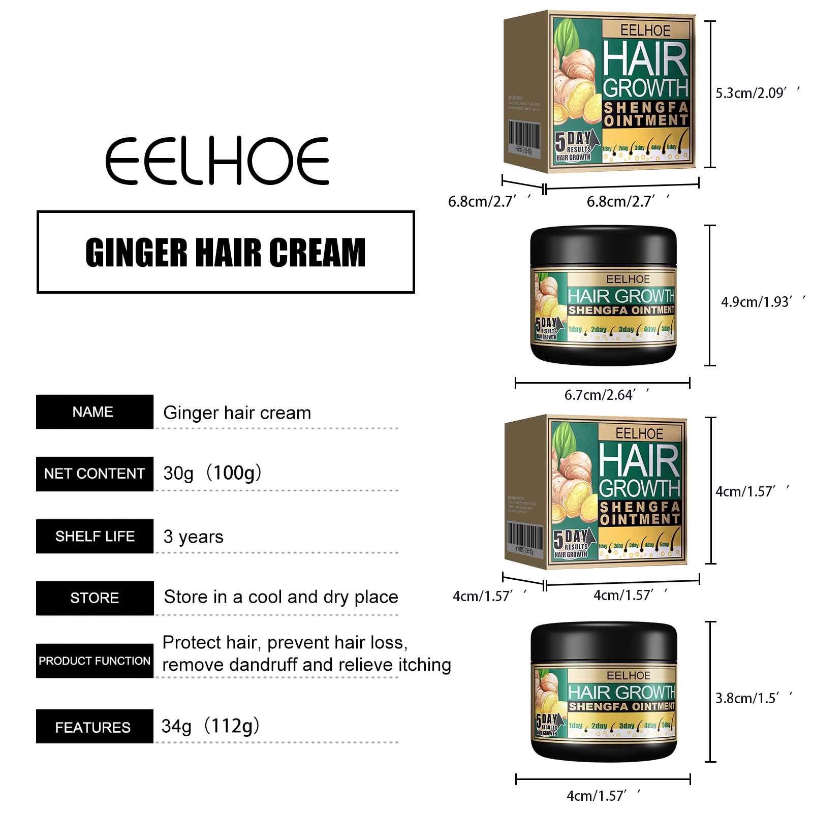 Ginger Hair Growth Ointment, Nourishing Scalp Care Cream For Thinning Hair, Anti Hair Loss Treatment With Ginger Root Extract photo 7
