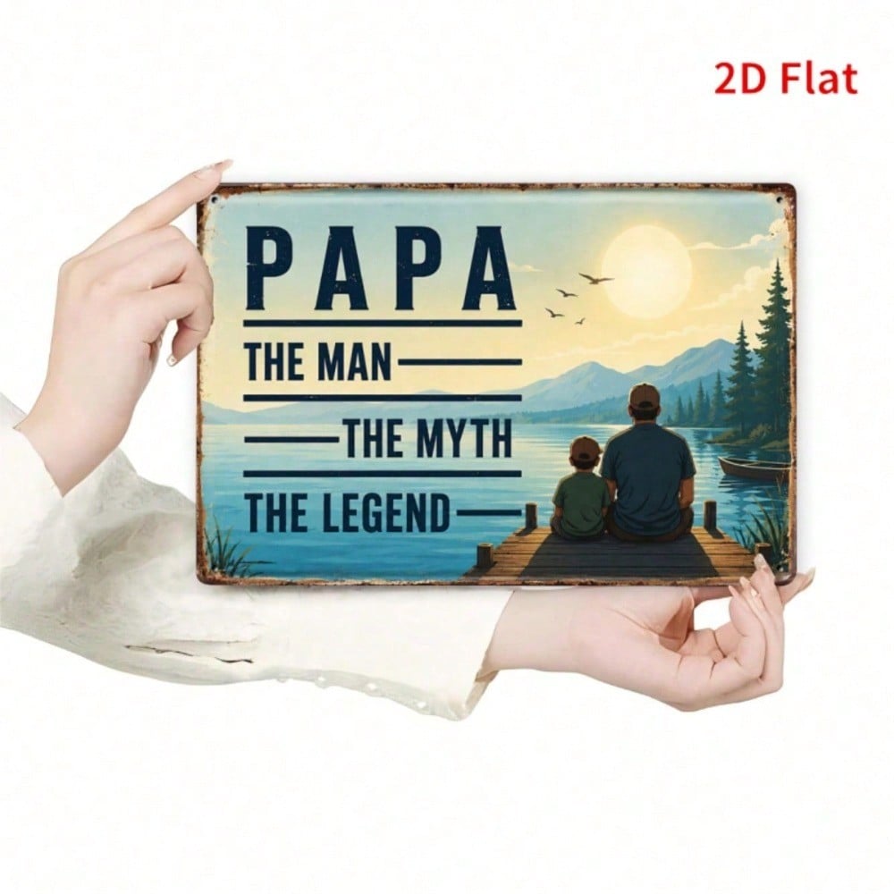 Papa The Man The Myth The Legend Sign, Lake View Bronze 2D Father's Day Gift photo 7