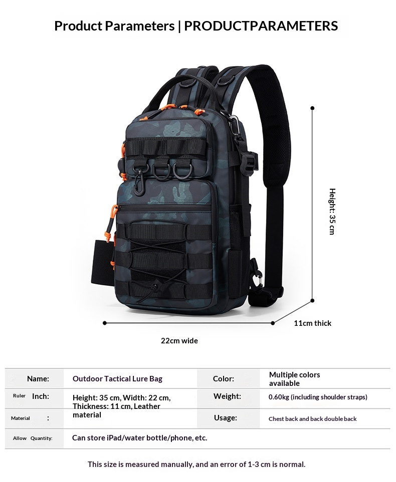 Outdoor Lure Bag New Multi-Functional Single & Double Shoulder Fishing Gear Backpack Camouflage Lightweight Handheld Fishing Equipment Storage Bag - Blue photo 8