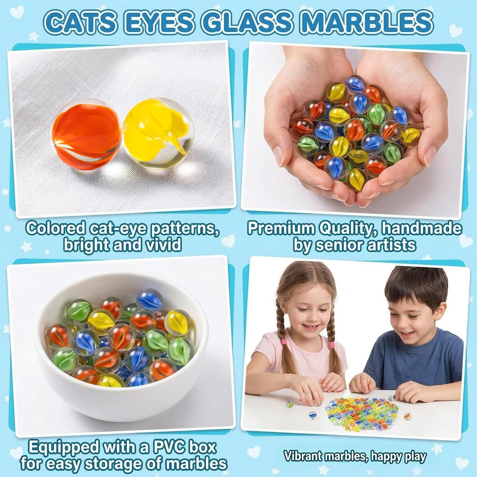 Glass Marbles - Bulk Cat Eye Mix 4 Colors Medium Sized Thick Marble Decorative Gift Retro Game With 14mm For Bounce,Chinese Checkers Board Game,Vases,Party Decor photo 3