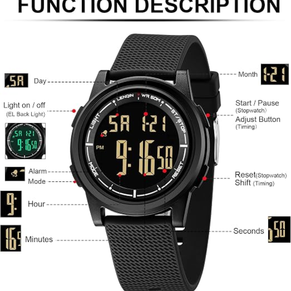 Mens Digital Watch Ultra Thin Sports Waterproof Watches For Men photo 5