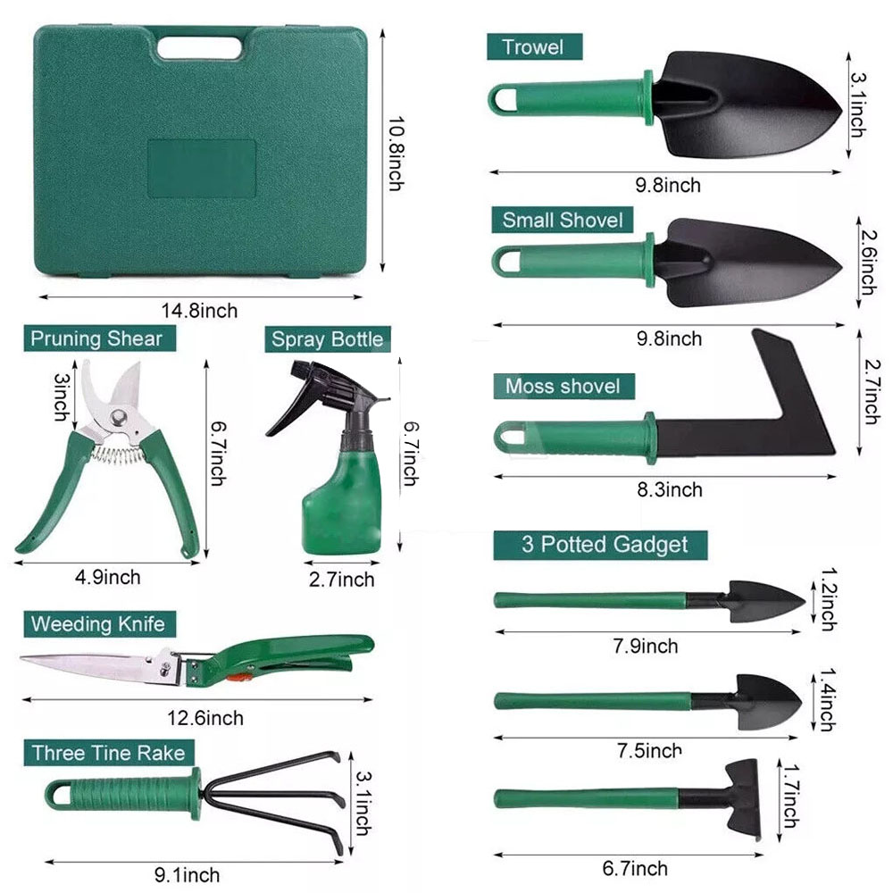 Shovel Harrow Potted Flower Gardening Tools Gift Kit Glove Garden Tool 10Pcs&Set photo 2