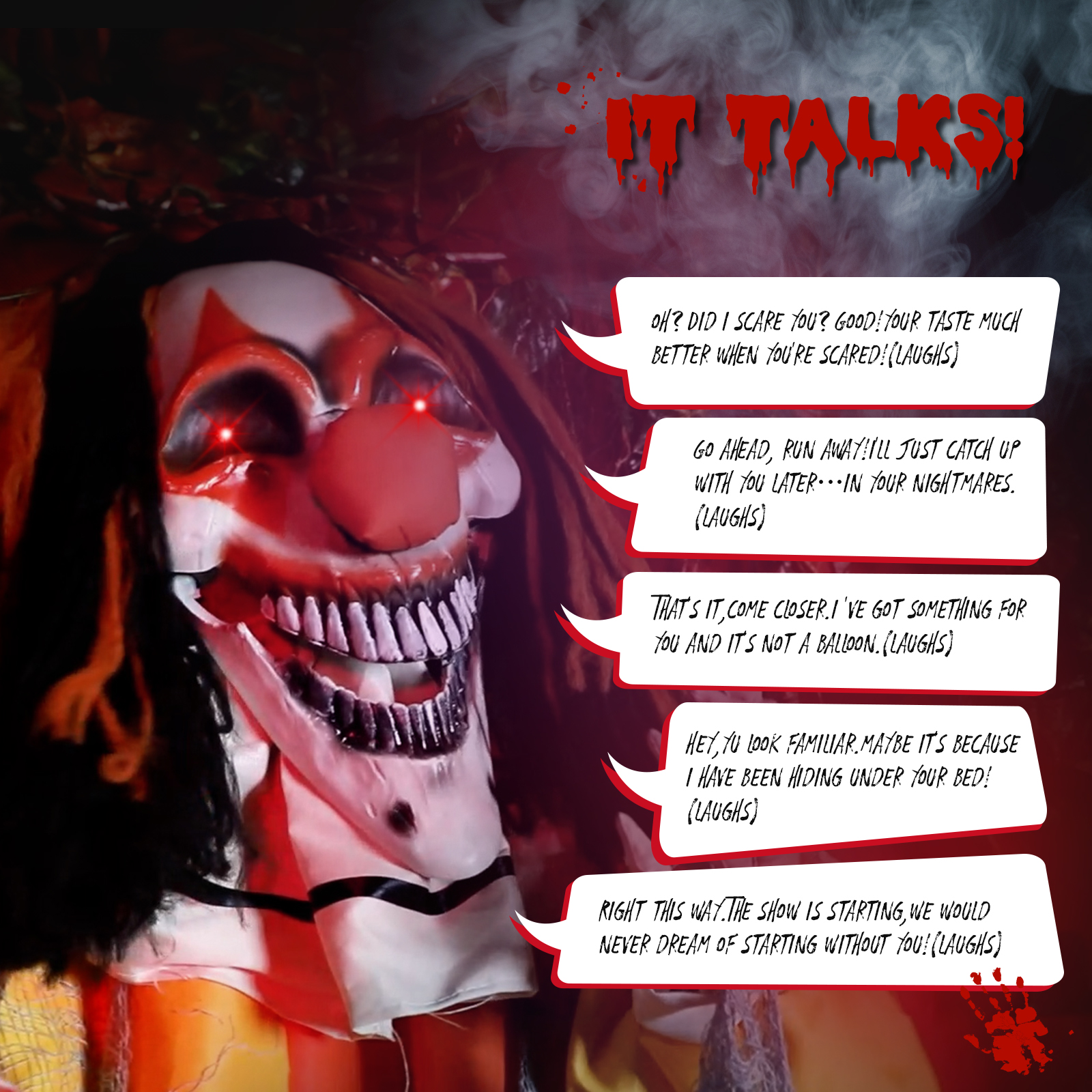 8.2ft   Red Eyed  Clown Outdoor Halloween Decorations photo 5