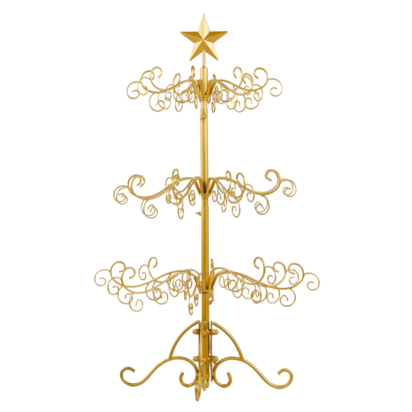 3ft Wrought Iron Christmas Tree, Metal Ornament Display Tree Stand For For Holiday Party Home Decor, Indoor & Outdoor Decor Hanger, Gold photo 1