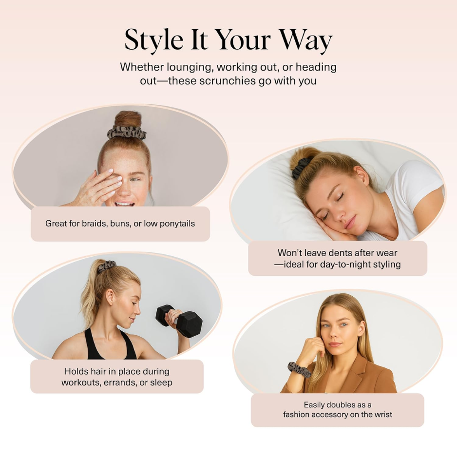 6PCS Ultra-Petite Satin Scrunchies For Women, Mini Eucalyptus Hair Ties, Soft Hair Accessories For Everyday Styling photo 4