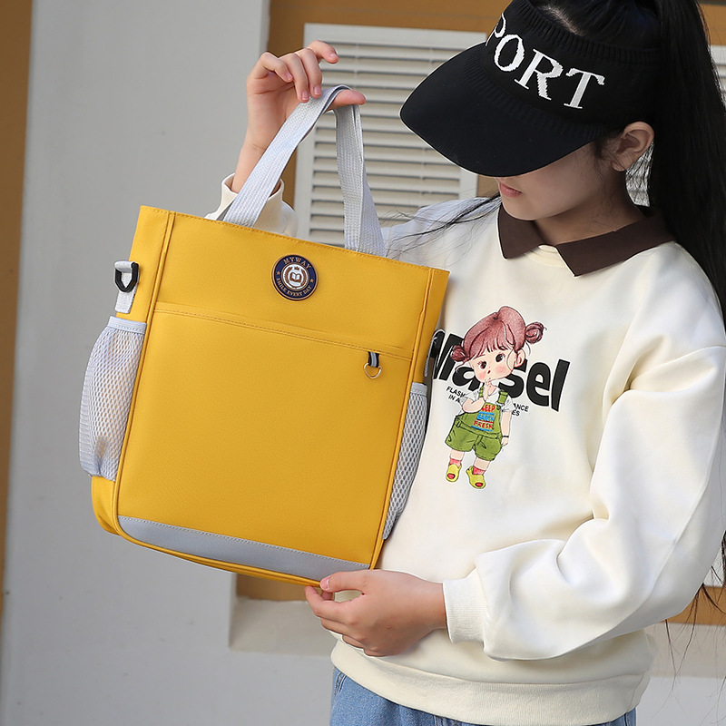 Primary School Printing And Tutoring Bag, Oxford Cloth Tote Bag, Children's One Shoulder Hand-held Printing Logo Tutoring Art File Bag - Yellow photo 6