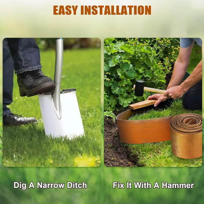 6M12M Flexible Metal Garden Border Lawn Edging Outdoor Grass Path Edge Roll L photo 4