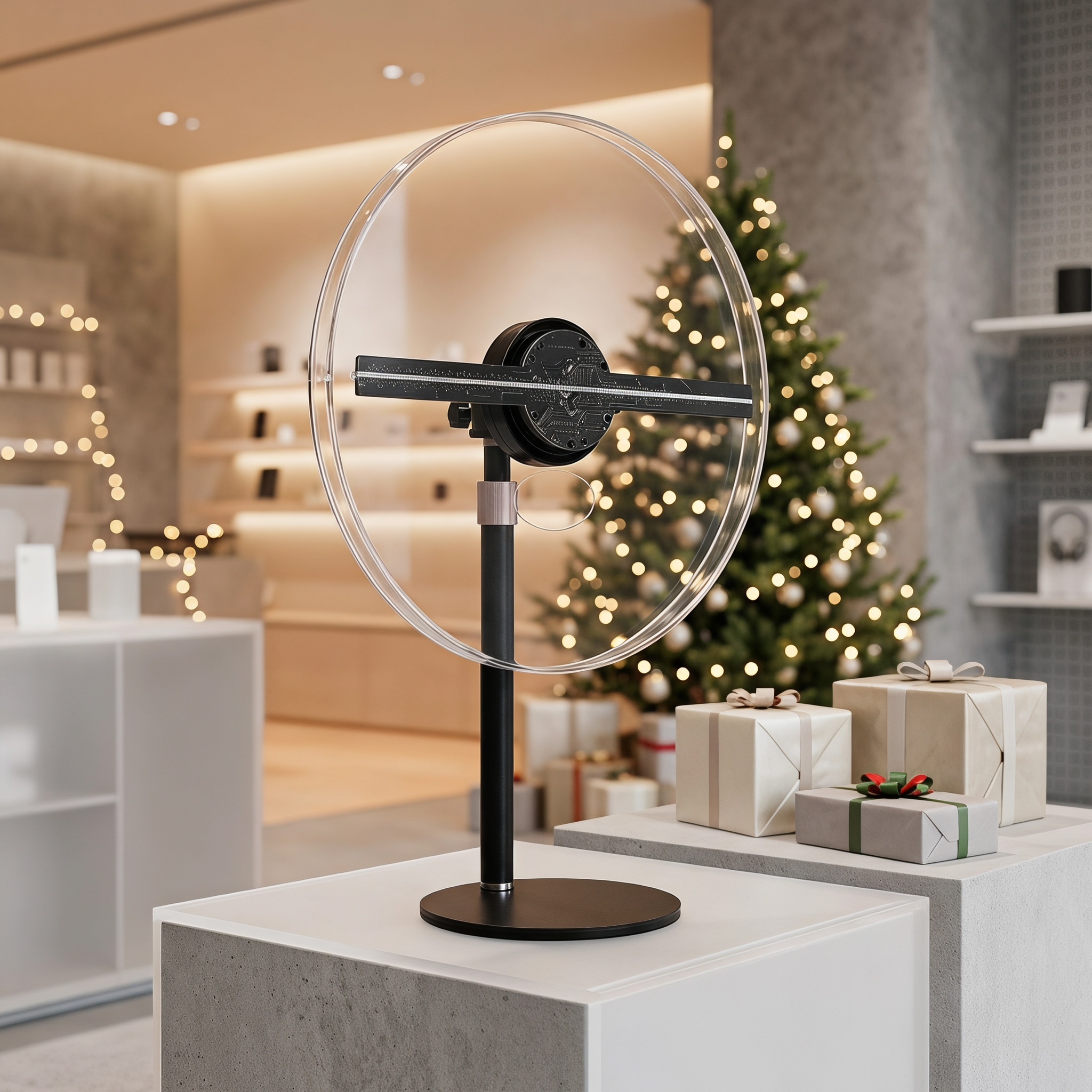 Wiilala Disesktop 3D Hologram Fan 3D Circle App Hologram Advertising Display HD Lights 11.81  WiFi Holographic LED Fan Creative Advertising Design Store Sign photo 3