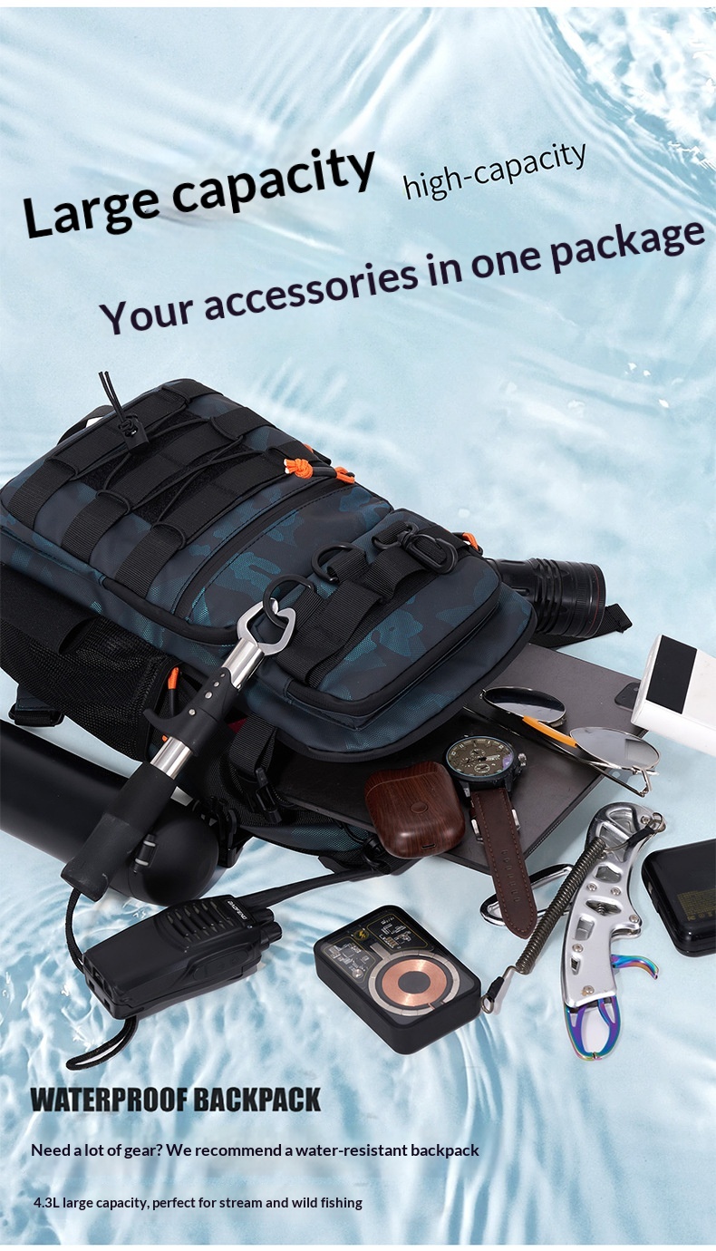 New Outdoor Lure Bag - Multifunctional Single & Double Shoulder Fishing Gear Backpack Camouflage Lightweight Handheld Fishing Equipment Storage Bag - Grey photo 3