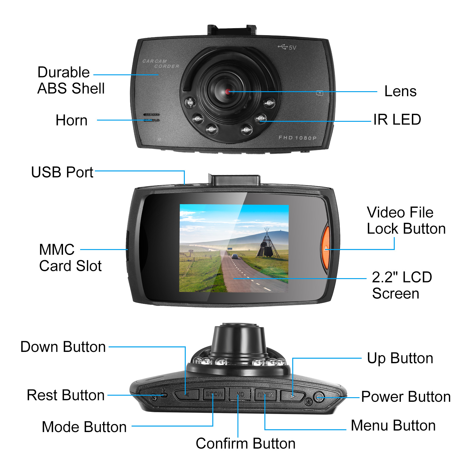 1080P Car DVR Camera Dash Cam Camcorder 90 Degree Angle Loop Recording Night Vison photo 7