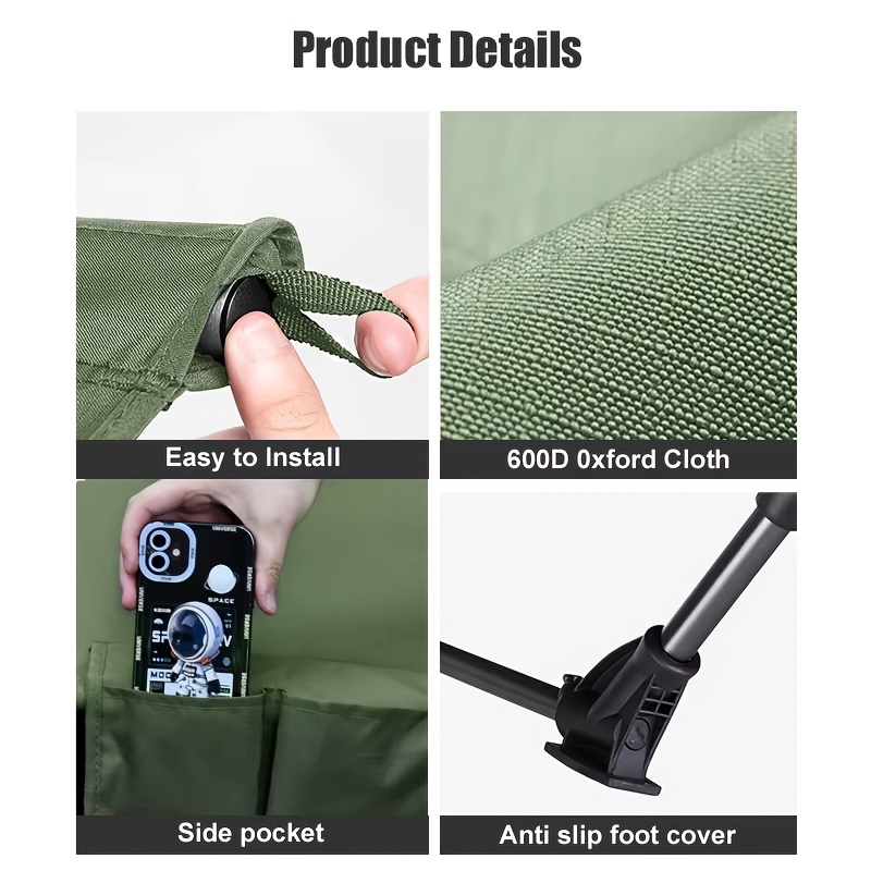 Camping Cot Folding Camp Bed Portable Outdoor Bed Aluminum Camping Cot Backpacking Cot Ultralight Camp Cot Heavy Duty Camping Cot 600D Oxford Camping Bed Camping Cot With Side Pocket photo 7