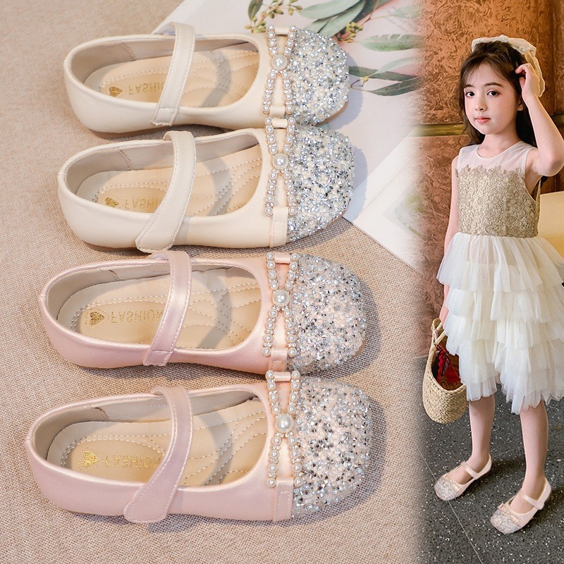 2026 Summer New Girls Pearl Leather Shoes, Elegant Chanel-style Princess Flats, Soft Sole Fashion Single Shoes For Baby Girls photo 4