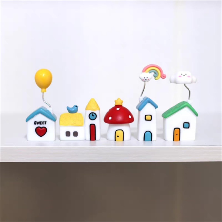 5 Pcs Colourful Fairytale House, Cute Car Dashboard Decor & Funny Rearview Mirror Ornaments, Fairy Garden Landscape Decor photo 6