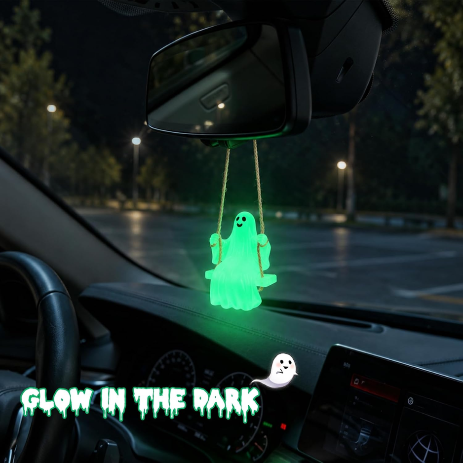 Swinging Ghost Car Rearview Mirror Hanging Ornament, Luminous Pendant For Car Interior Decor photo 5