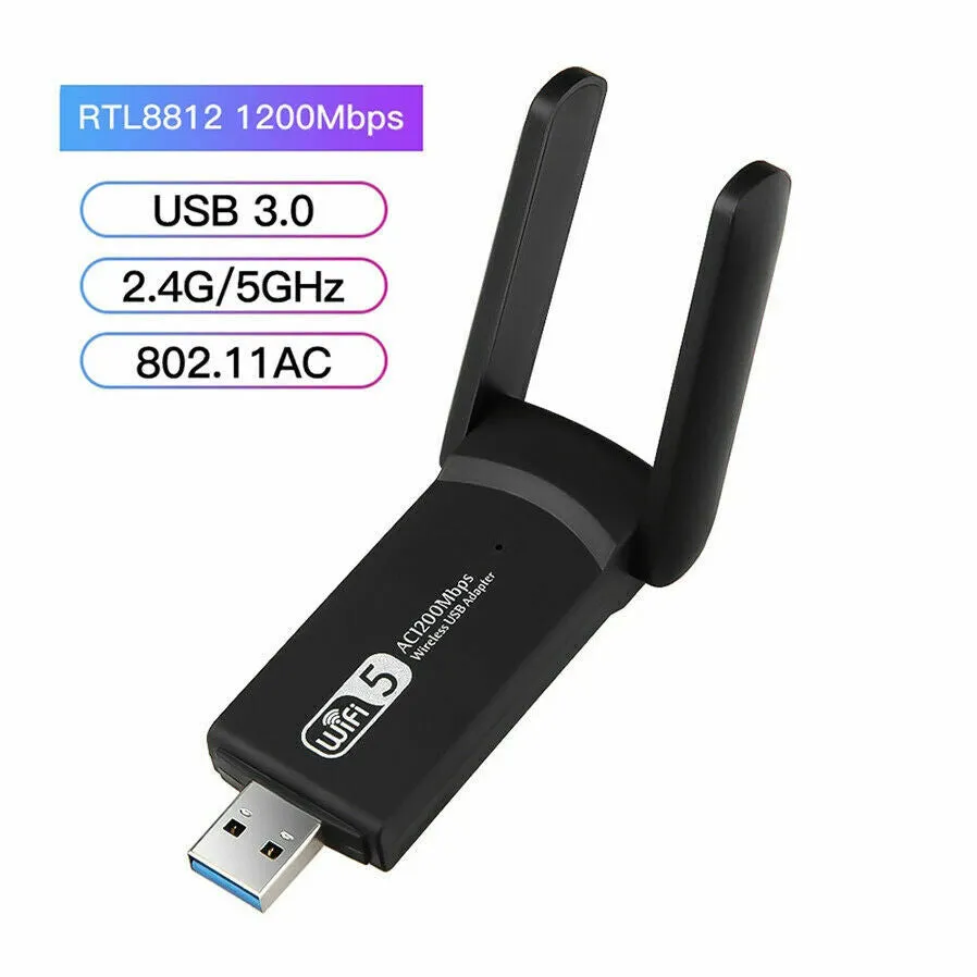 1200Mbps Long Range AC1200 Dual Band 5GHz Wireless USB 3.0 WiFi Adapter Antennas photo 2