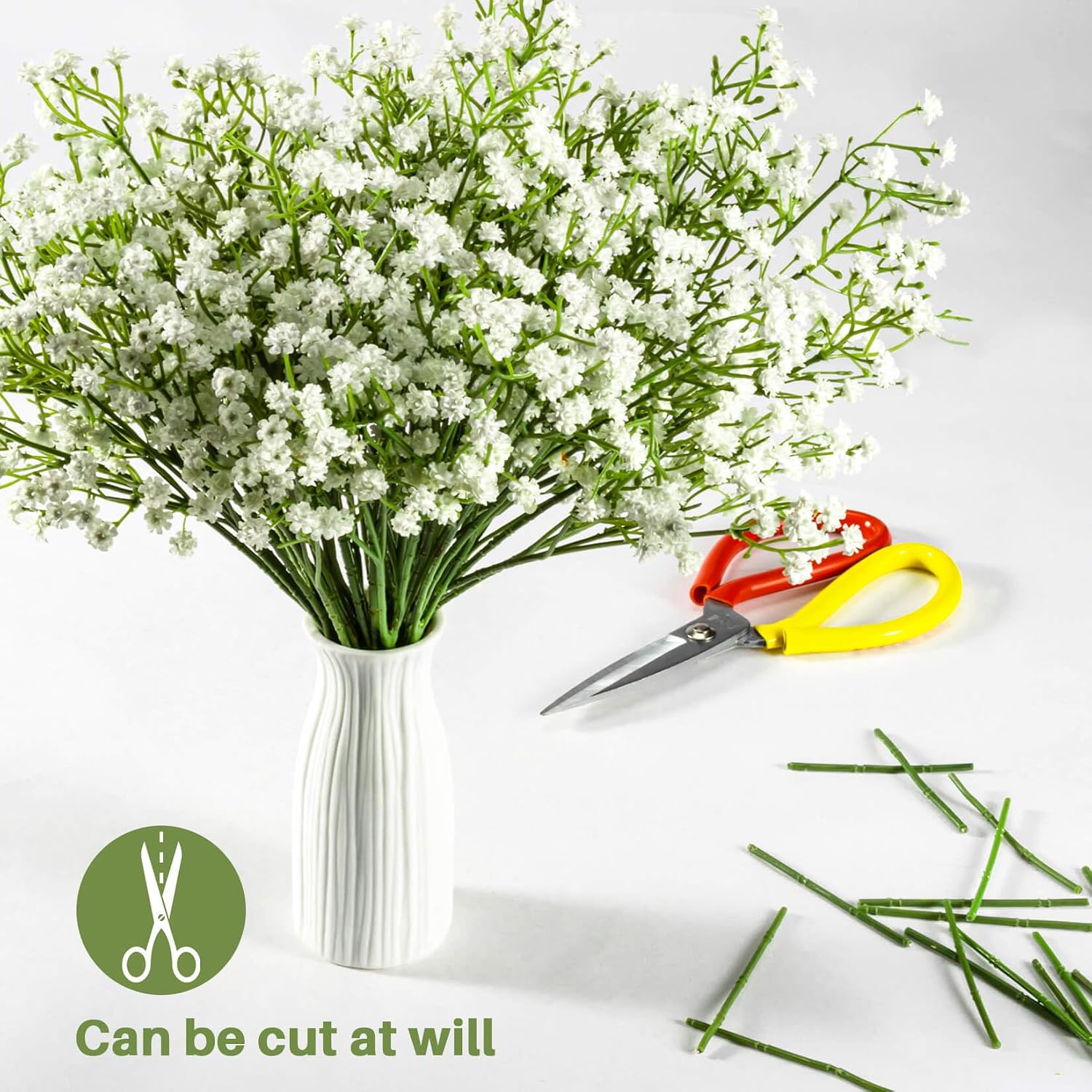 Artificial Baby's Breath Flowers 6 Units, White Faux Gypsophila Bouquet For Wedding, Home Decor, Vase And Floral Arrangements photo 2
