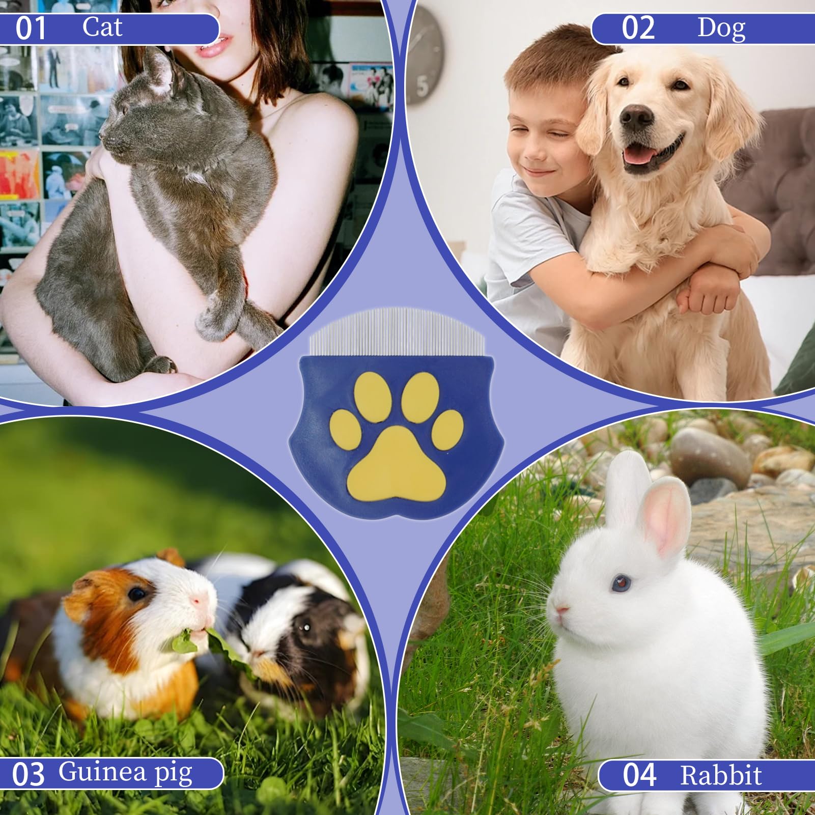 Professional Eye Comb For Cats & Dogs, Blue  Stainless Steel Dog Eye Booger Comb,Portable Eye Gunk Removal Grooming Tool For Fur Debris Dirt,Gentle Round-Head Grooming Tool photo 6