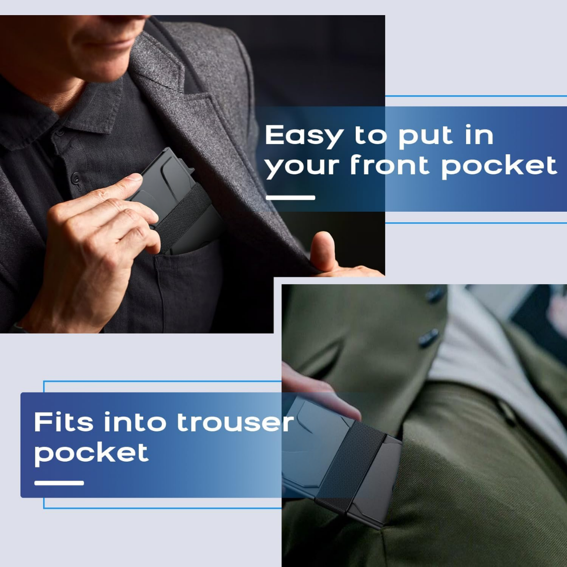 Slim Wallet For Men, RFID Aluminum Pop-Up Card Holder For 12 Cards Minimalist Front Pocket Design, Elastic Cash Strap, RFID Protection, Gift For photo 5