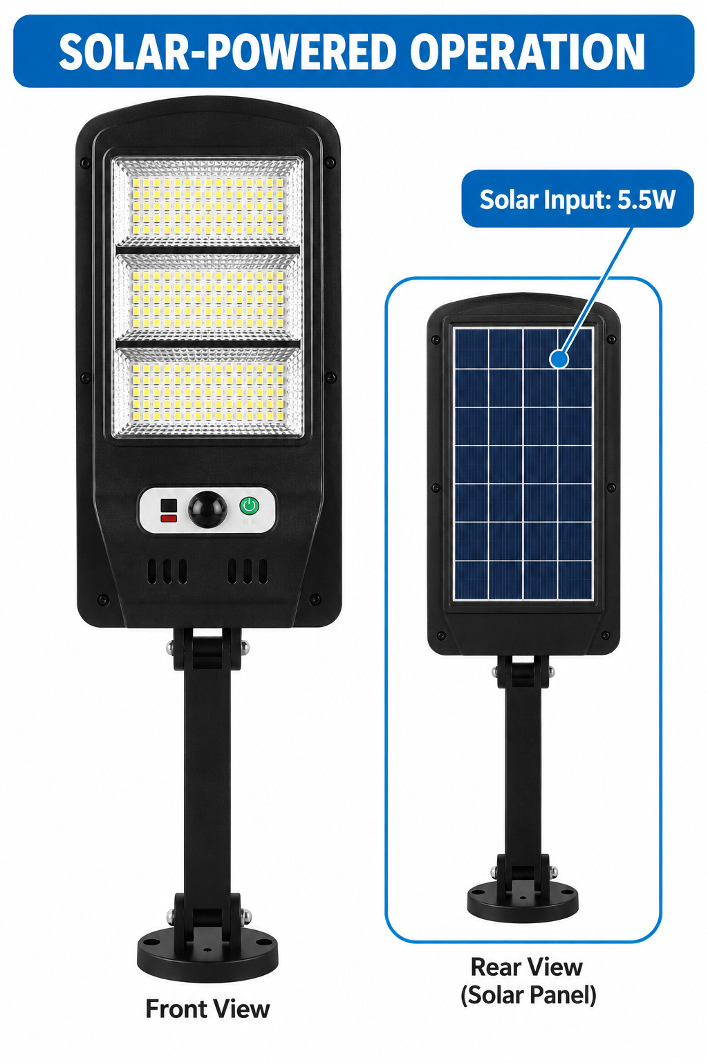 Solar Powered Rechargeable Motion Sensor Waterproof LED Work Light 60W 1500mAh For W755 3 IP65 photo 2