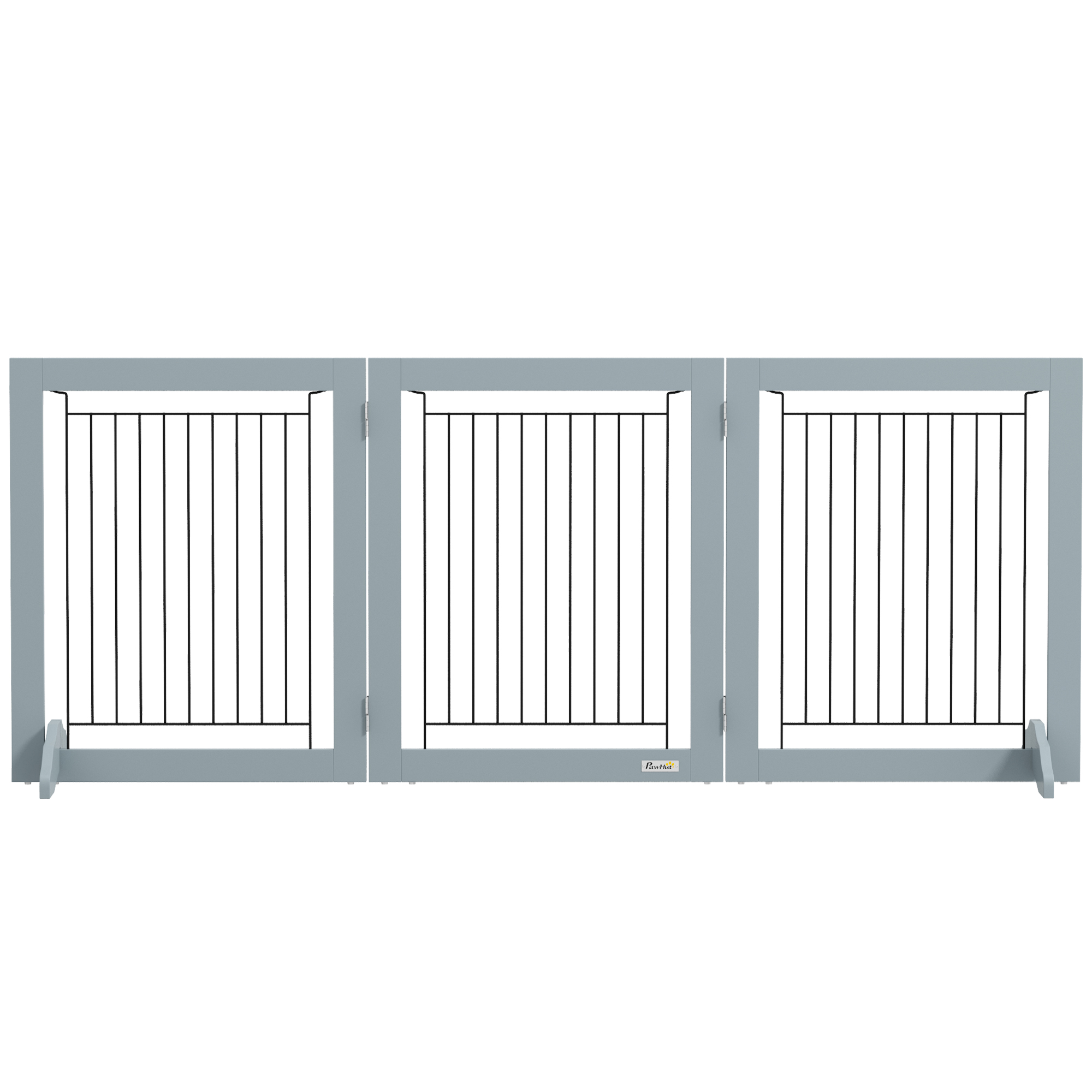 Foldable Pet Gate, With Three Panels & Two Support Feet - Grey photo 7