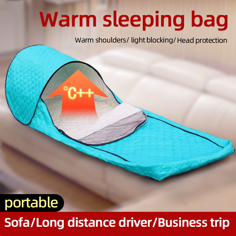 Portable No Assembly Warm Sleeping Bag Cover Quilted Thickened Wind & Cold Resistant Camping Dorm Nap Isolation Sleeping Bag photo 6