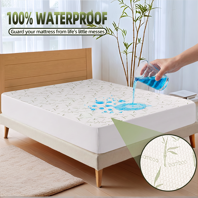 1PC Bamboo Cooling Fitted Sheet, Breathable Mattress Cover, Soft Deep Pocket Bed Sheet For Bedroom photo 4