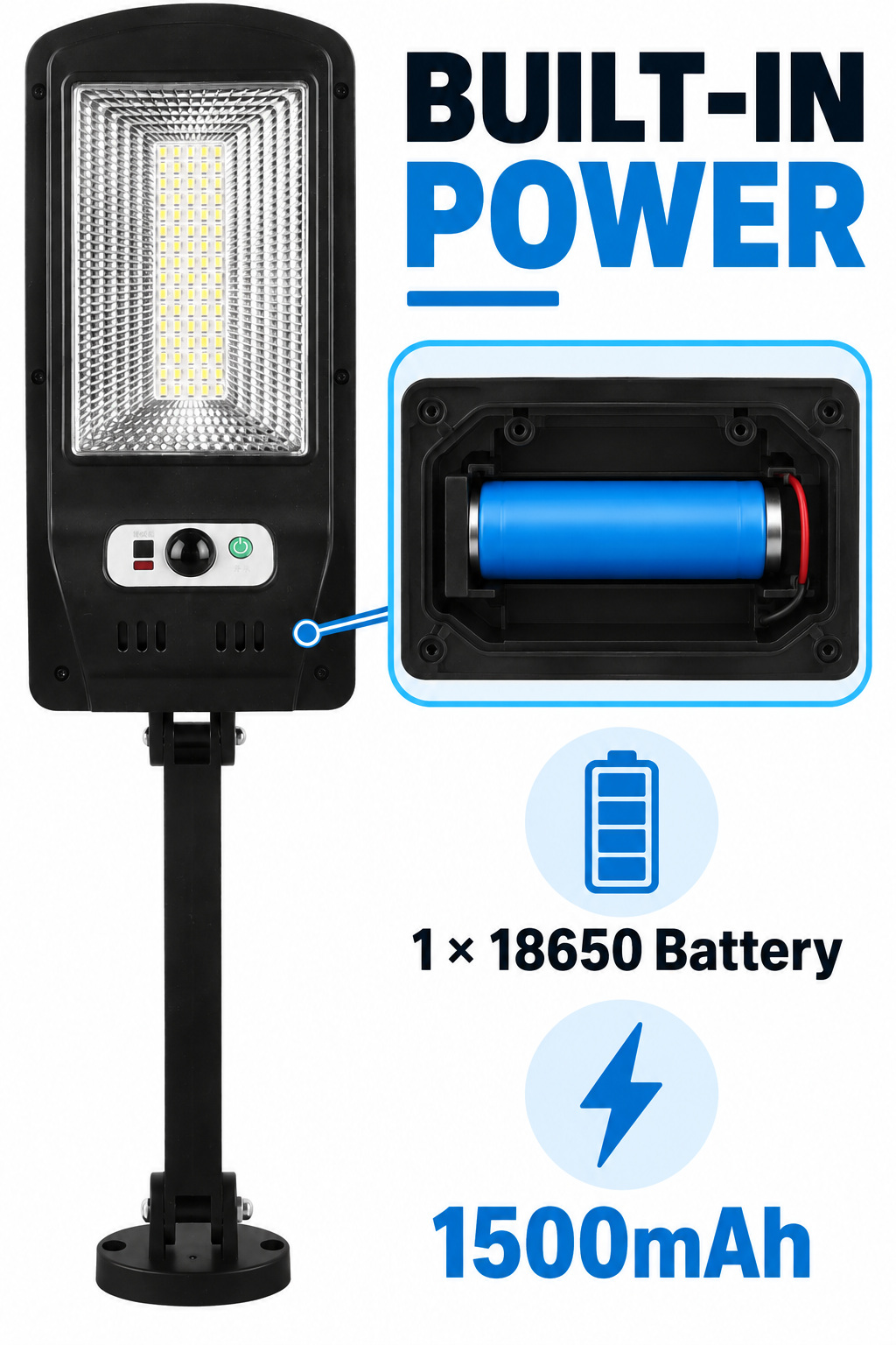Solar Powered Rechargeable Motion Sensor Waterproof LED Work Light 20W 1500mAh For W755 1 Street photo 2