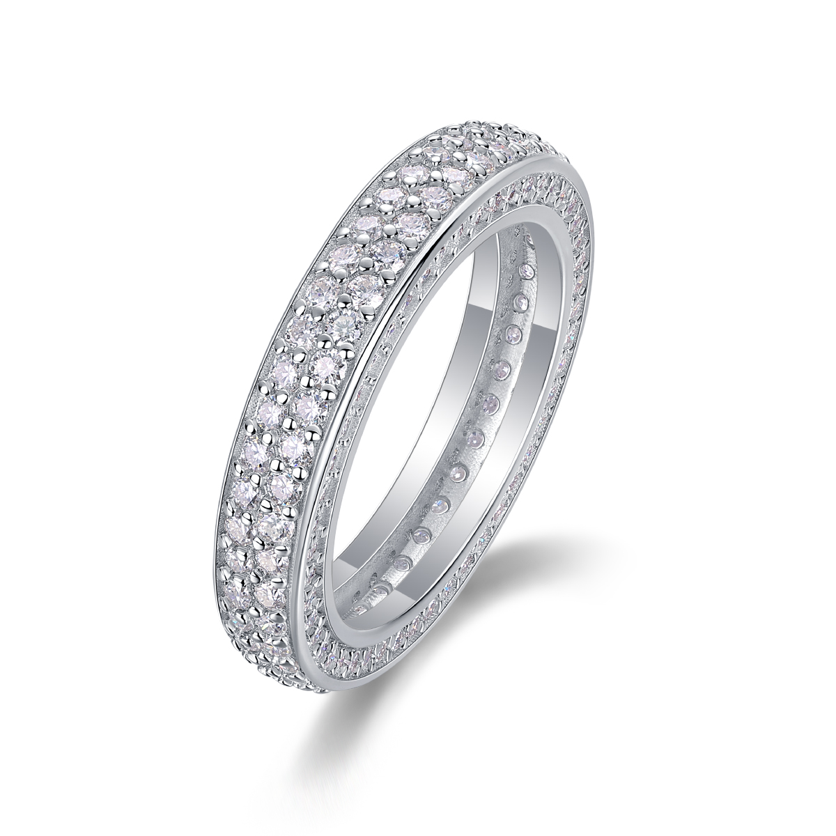 S925 Silver 3.6g Platinum Plated Moissanite Ring, 4.0mm 164pcs D VVS1 Eternity Band, GRA Certified US 5-9 photo 1