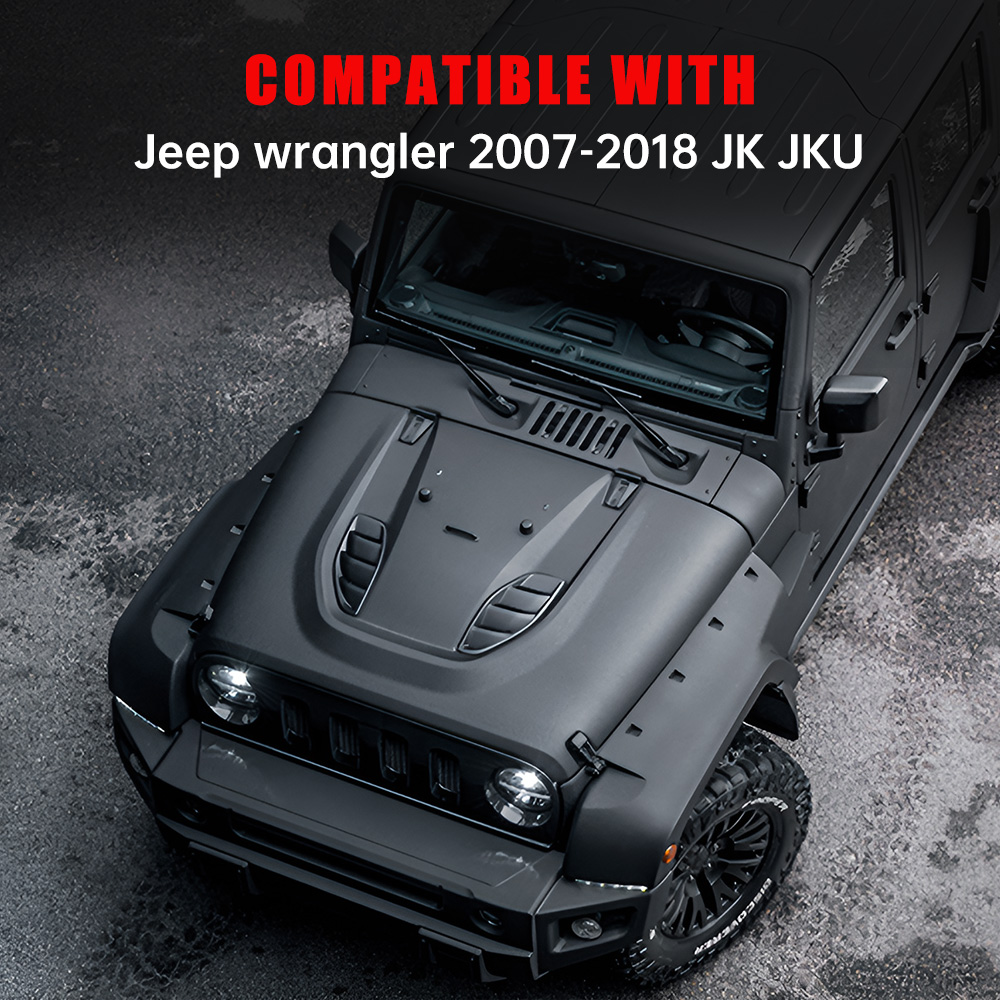 Vented Heat Dispersion Hood Compatible With Je Ep Wrangler JK JKU 2007-2017,10th Anniversary Edition Metal Replacement Hoods Accessory Black photo 5