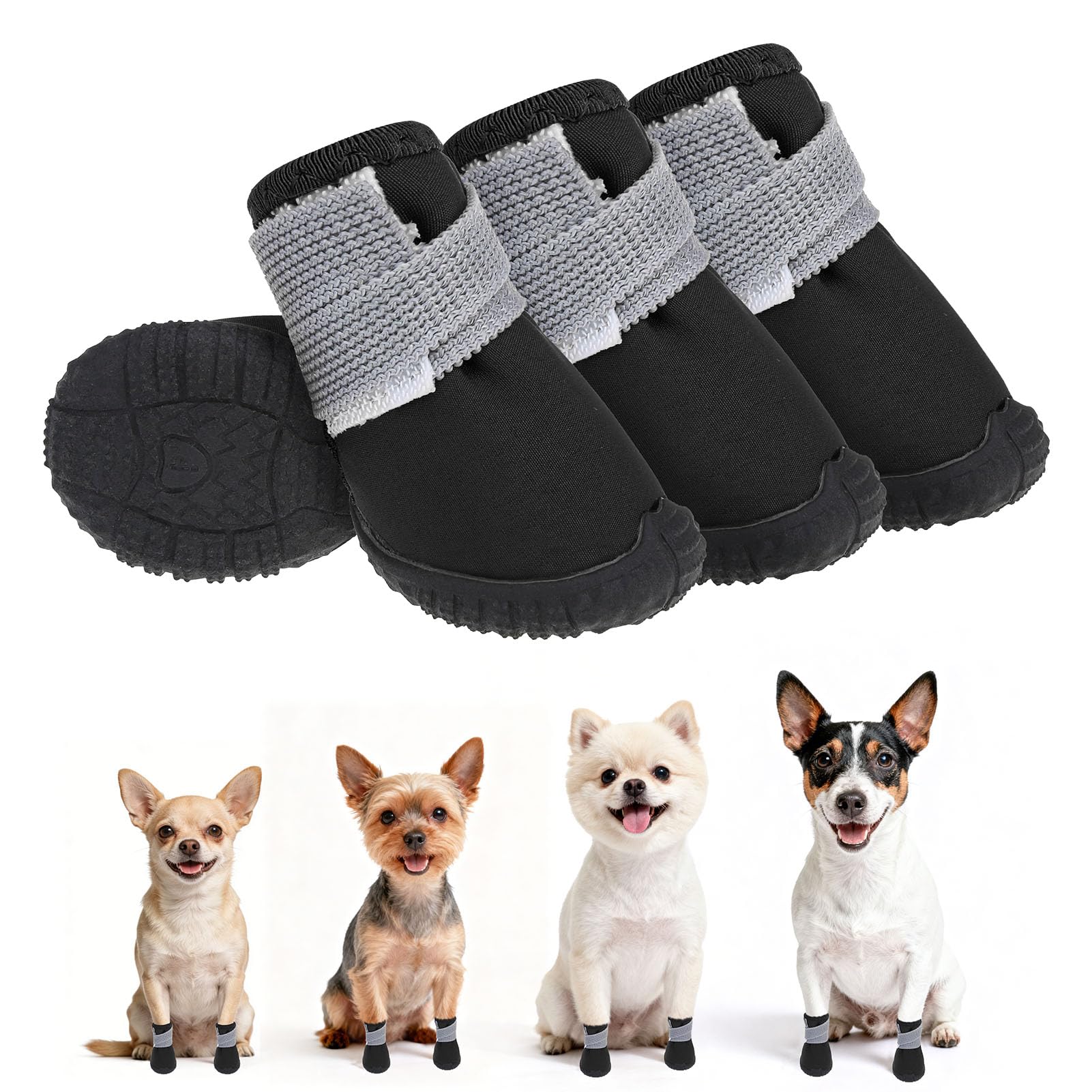 Dog Shoes Small Size Dogs,Breathable Summer Dog Booties & Paw Protectors For Hot Pavement,Anti-Slip Sole Puppy Dog Boots For Hardwood Floors, Outdoor Walking Running,Maltese Yorkie Chihuahua photo 2