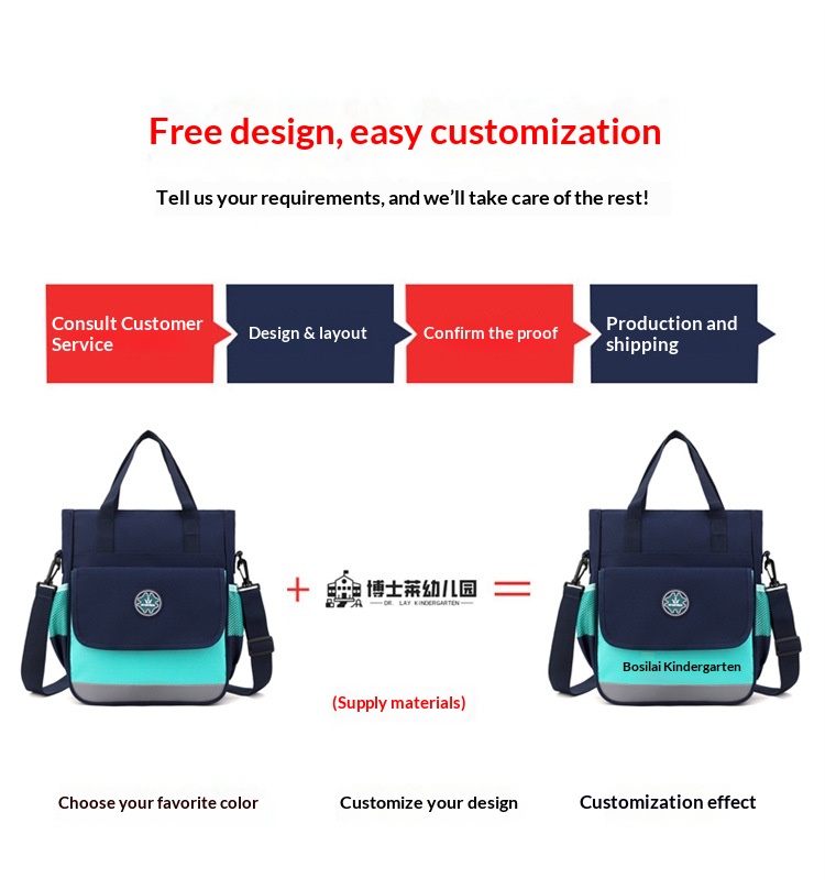 Primary School Student Printing And Tutoring Bag, Three Hand Bag, Children's One Shoulder Hand-held Printing Logo Tutoring Bag, Art File Bag - Pink photo 3