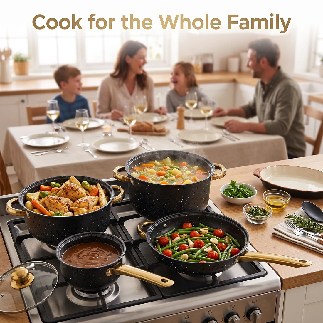 12PCS Induction Non Stick Stainless Steel Cookware Cooking Pot Pan With Lids Set photo 8