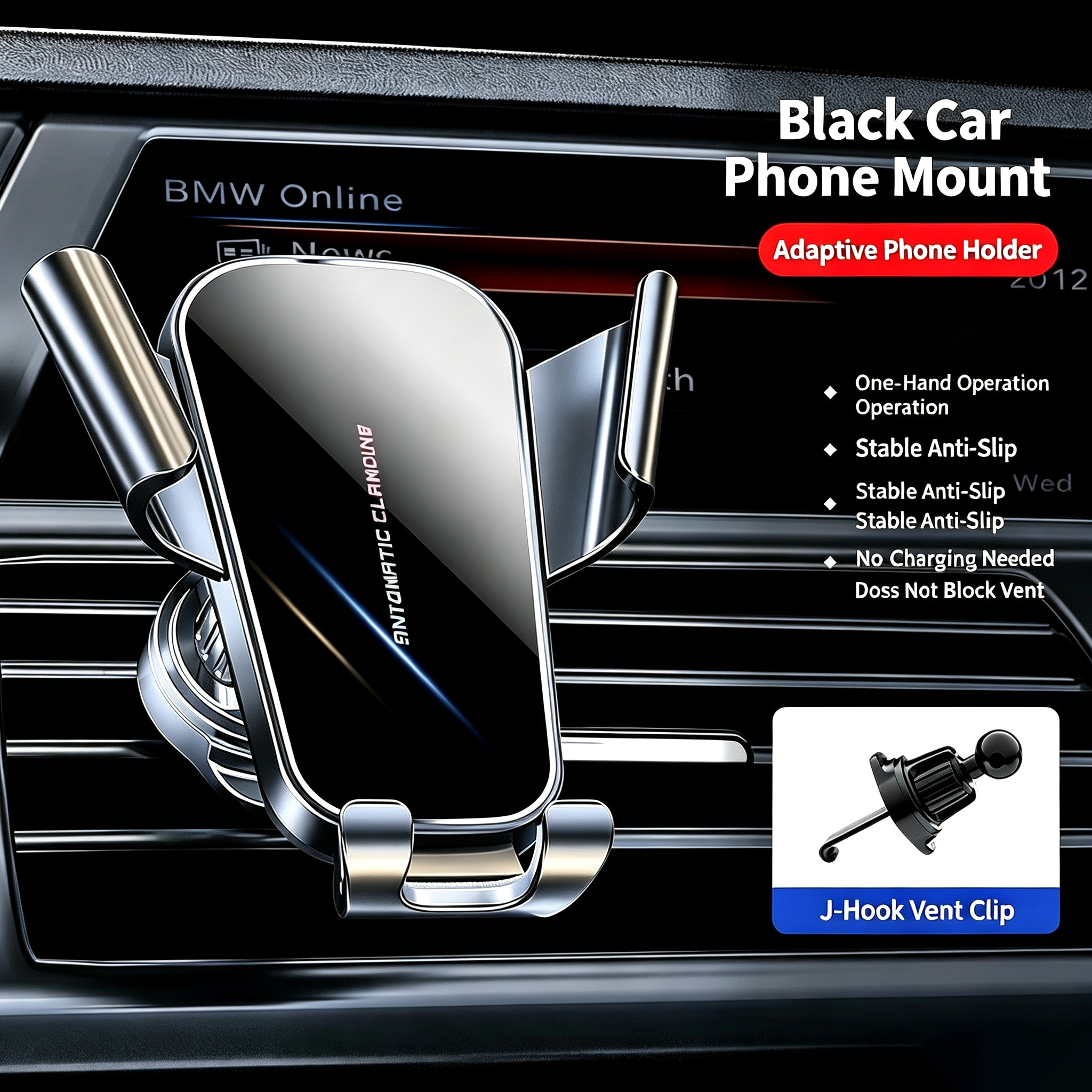 New Car Phone Mount Air Vent Universal Phone Holder Anti Shake Hook Clip Cell Phone Stand For Car Navigation photo 2