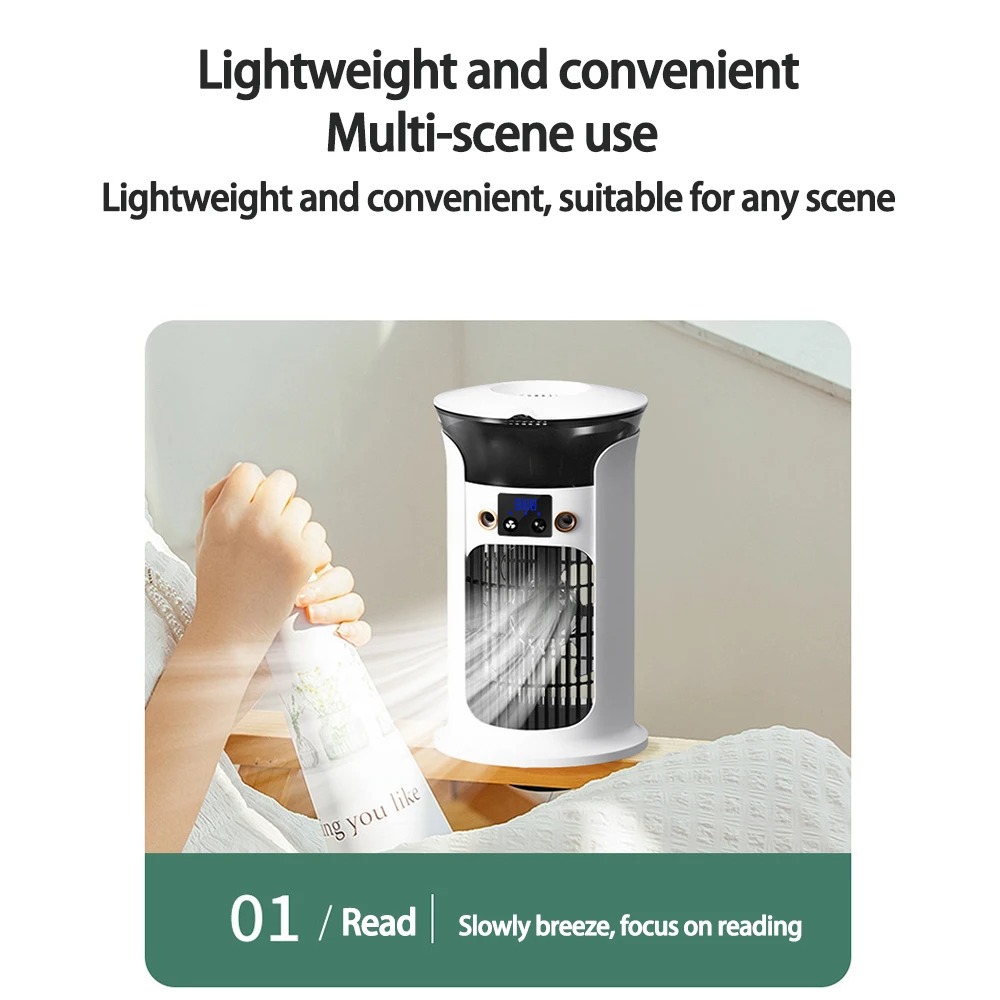 Portable Mini USB Desktop Air Cooler Fan  Suitable For Home, Room, And Camping Use Combines Humidification, Cooling, And Night Light Functions. photo 4