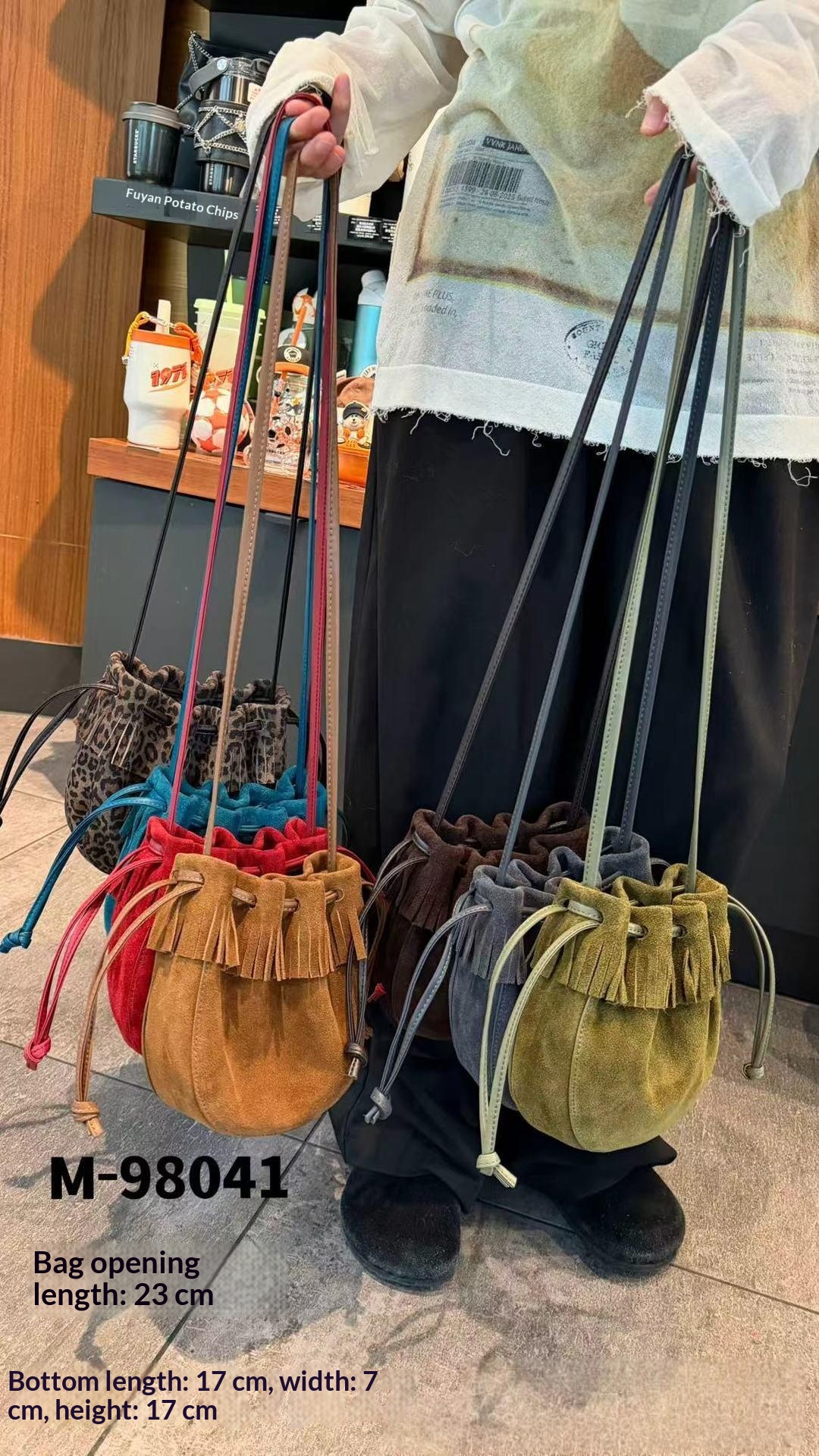 Tassel Bucket Bag, Genuine Leather Single Shoulder Diagonal Cross Bag, 2026 New Drawstring Armpit Bag, High-end Women's Commuting Small Bag - Green photo 2