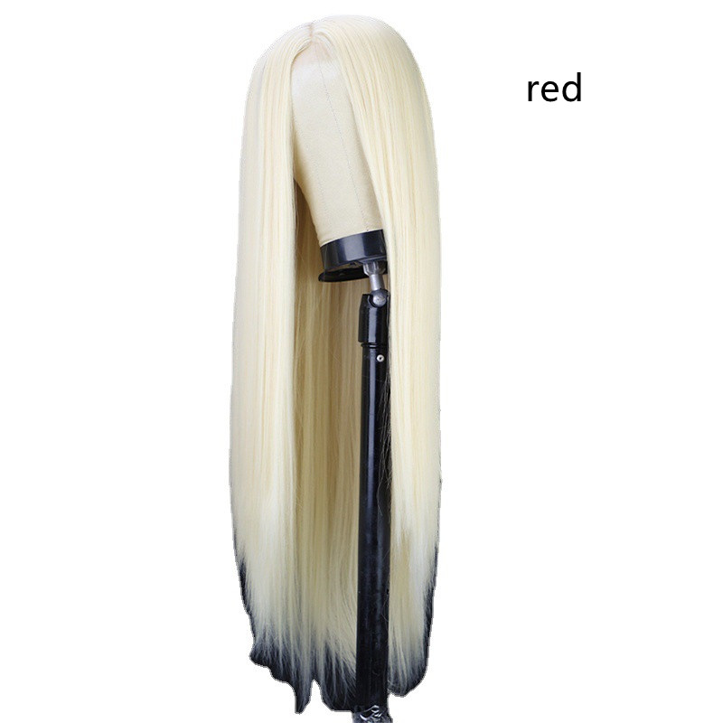 Black Long Straight Center Point Natural And Lifelike Headgear Temperament Non-marking Chemical Fiber photo 3