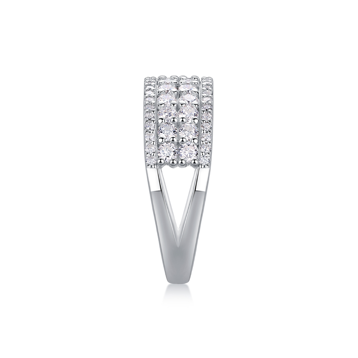 S925 Silver 3.6g Platinum Plated Moissanite Ring, 7.5mm Triple Row Pave Band, GRA Certified US 5-9 photo 5