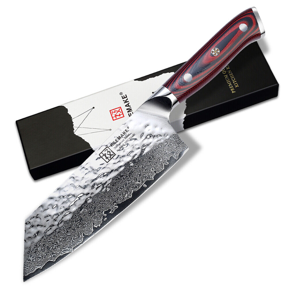 Keemake Nakiri Knife 7 Inch Damascus Steel Kitchen Chinese Meat Cleaver Knife photo 8