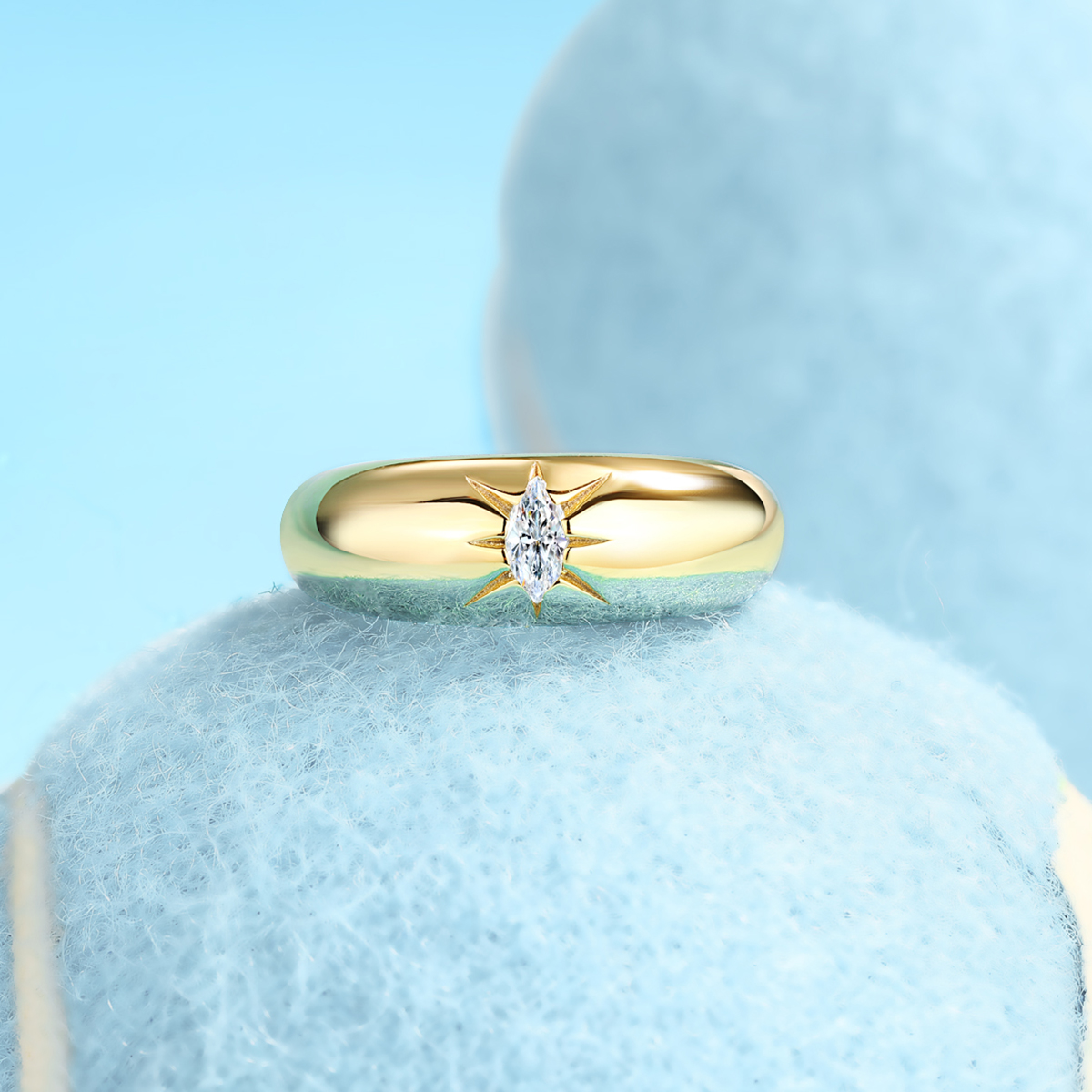 S925 Silver Gold Plated Marquise Moissanite Ring, 7.6mm Star Setting, D VVS1 GRA US 5-9 photo 7