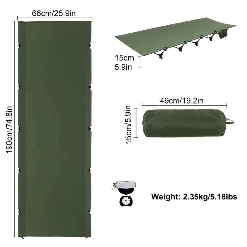 Camping Cot Folding Camp Bed Portable Outdoor Bed Aluminum Camping Cot Backpacking Cot Ultralight Camp Cot Heavy Duty Camping Cot 600D Oxford Camping Bed Camping Cot With Side Pocket photo 2