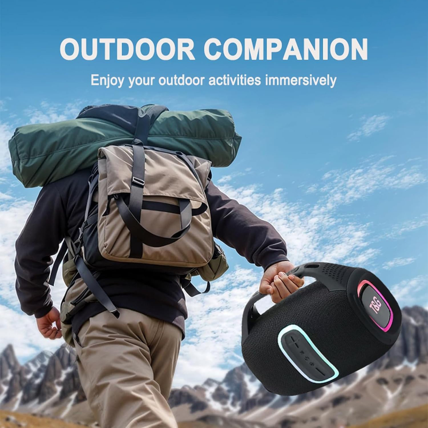 Portable Speakers With Dynamic Colourful LED Lights Bluetooth Speaker For Home Outdoor Travel TWS Pairing USB TF Playback FM Radio Hands Free Call Ideal For Parties Garden Beach photo 2