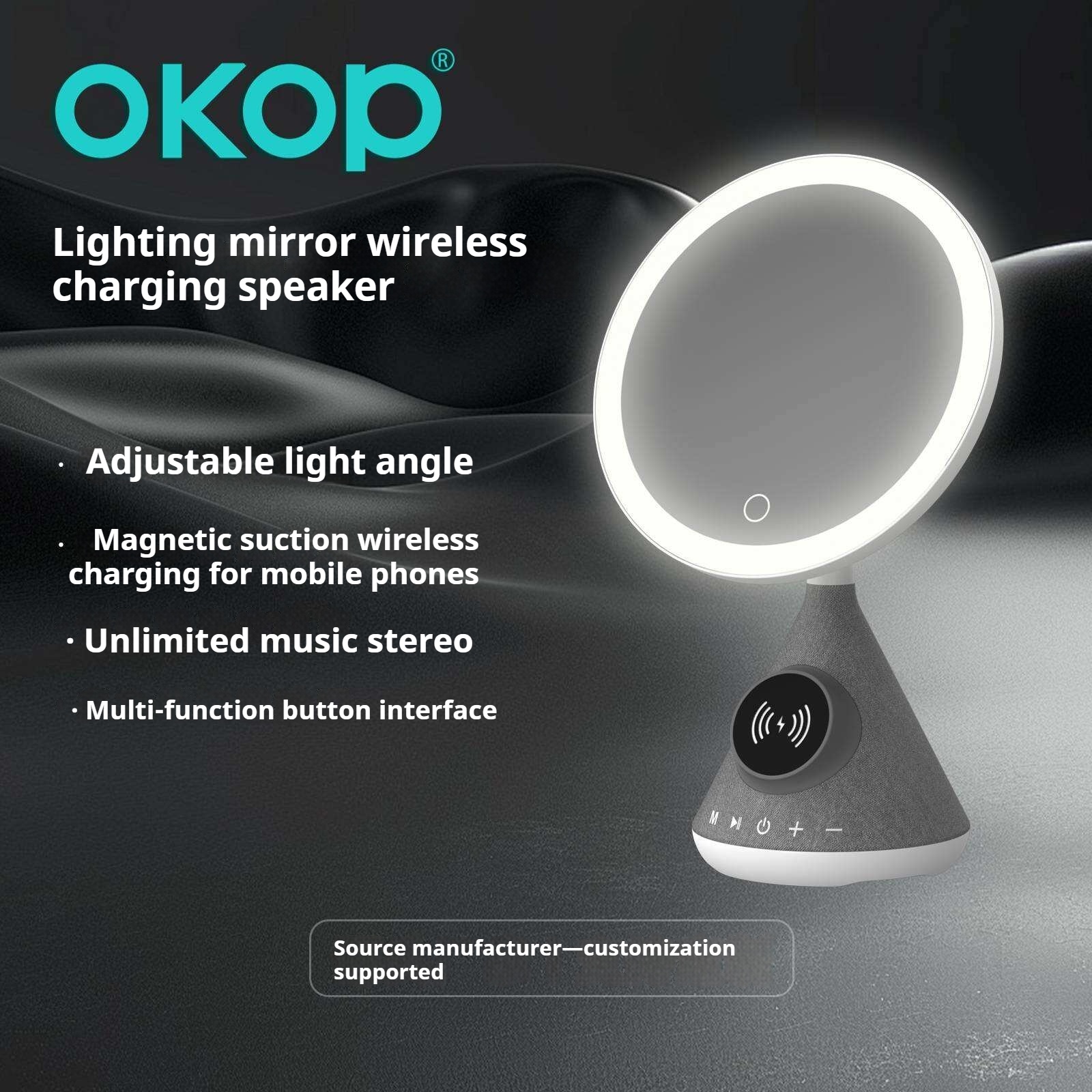KP-855 Best-selling Wireless Bluetooth Speaker Makeup Mirror With Magnetic Charging Stand Adjustable Long Battery Life Factory Stock Available photo 2