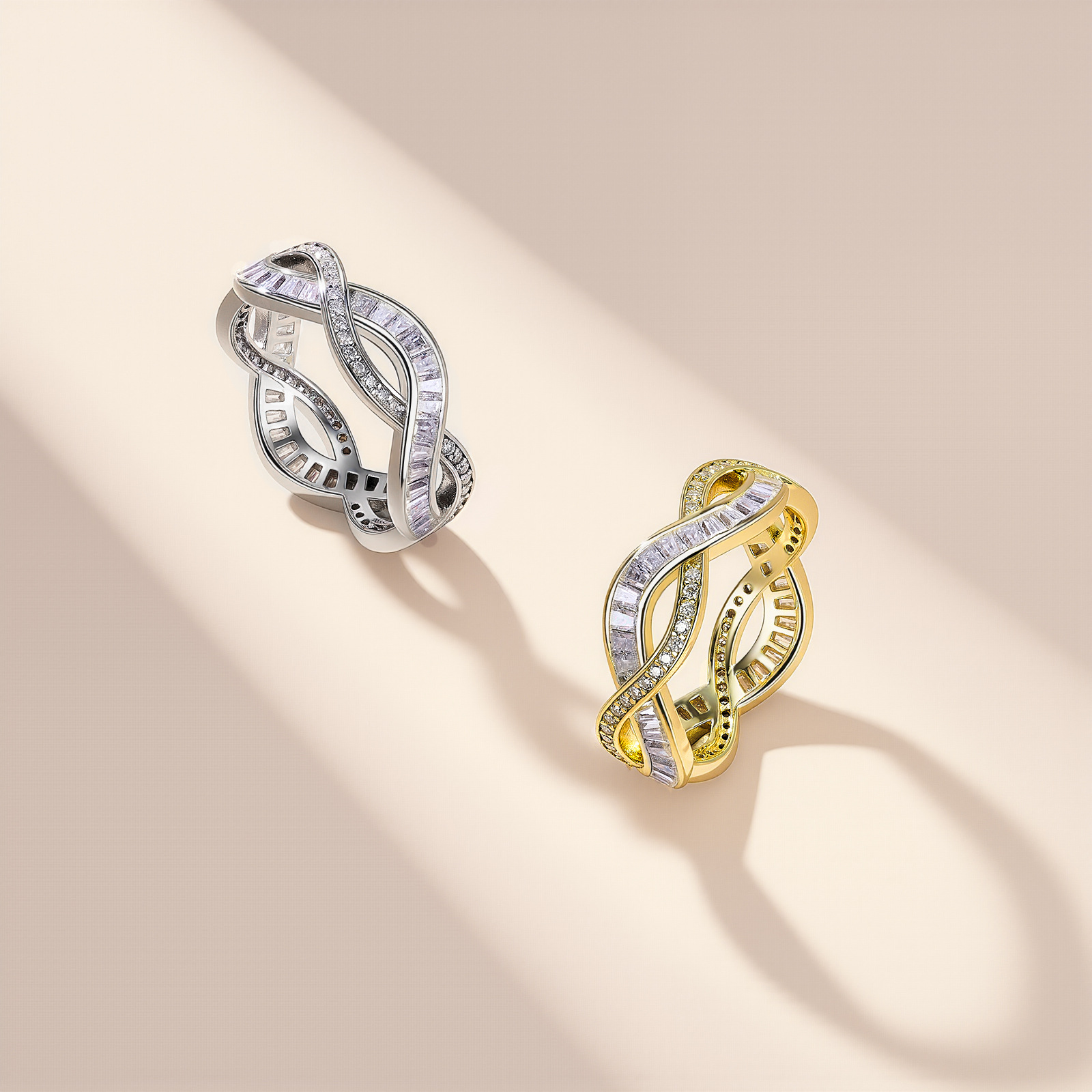 S925 Silver 3g Baguette Moissanite Intertwined Ring, D VVS1, GRA US 5-8 photo 6
