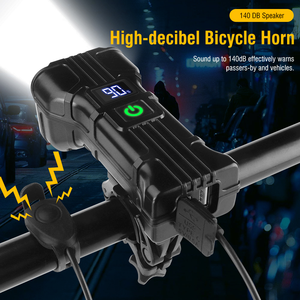 12 LED Bike Light With Horn Rechargeable Bicycle Front Light  Bicycle Head Lights Cycling Bike Safety Lamp For Night Riding photo 8