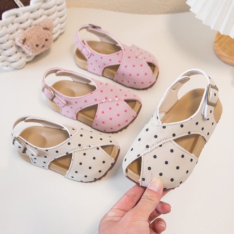 2026 Summer New Girls Polka Dot  Sandals, Kids Retro Open Toe Beach Shoes, Soft Sole Casual Shoes photo 3