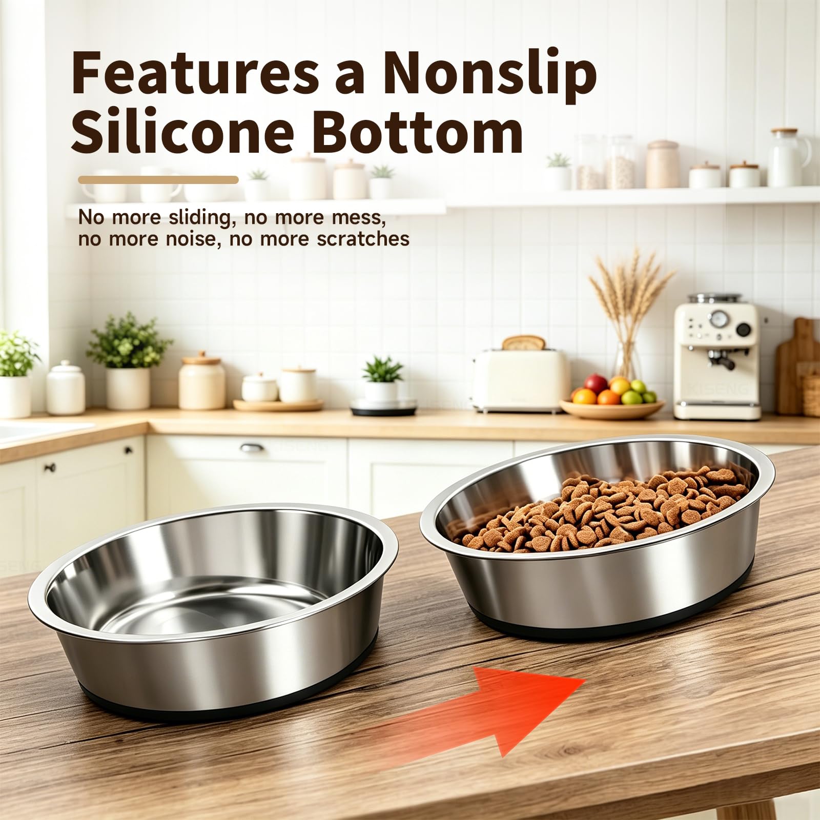 Stainless Steel Dog Bowls, 3.8 Cup, 2 Pack, Non-Slip & Durable Stable Non-Slip Base Dishwasher Safe Effortless Cleaning Space-Saving Stackable Design Dog Food And Water Bowl Set photo 3
