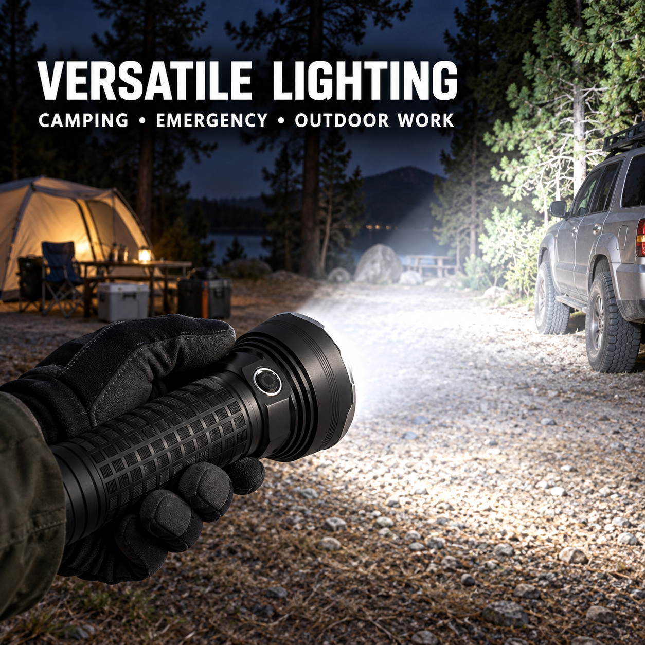 Rechargeable Type C LED Work Light 9000mAh W5203 2 7500LM SOS Mode Flashlight Wrist Strap photo 5
